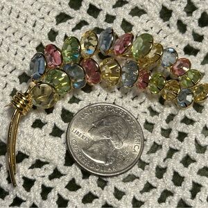 Elegant Multicolor Gemstone Brooch